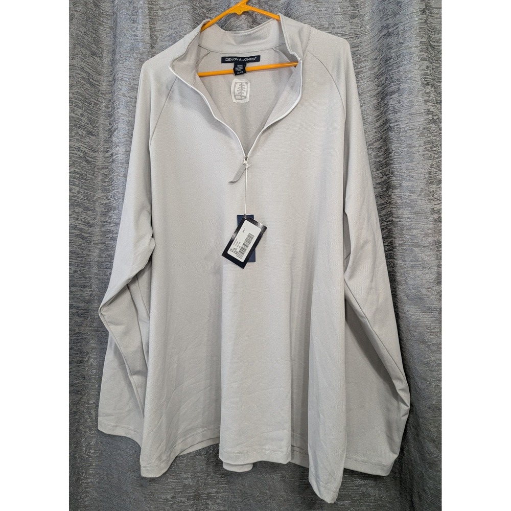 Devon & Jones 3/4 Zip Pullover Gray Men's 3XL Long Sleeve Collared